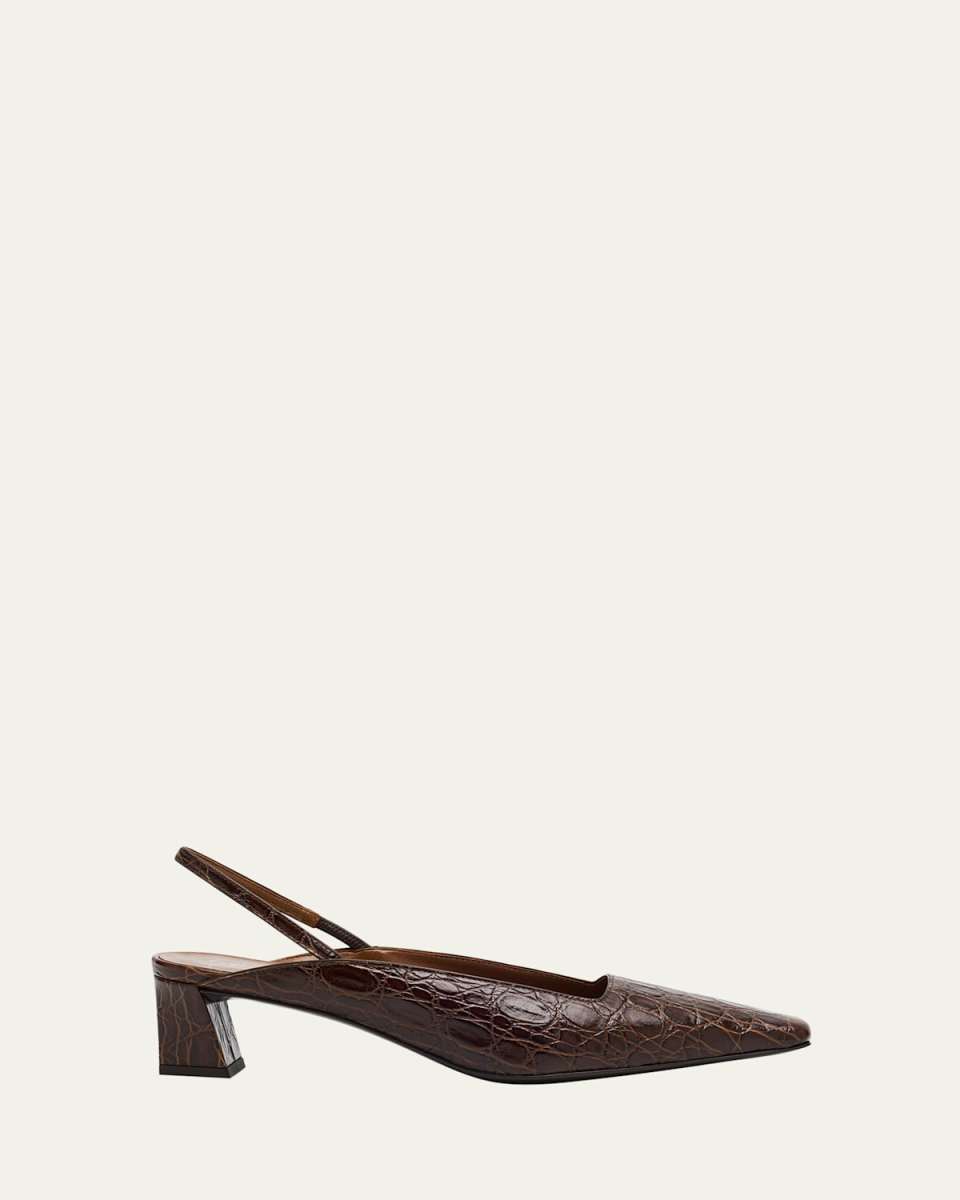 Morpheus Croc-Printed Leather Slingback Pumps
